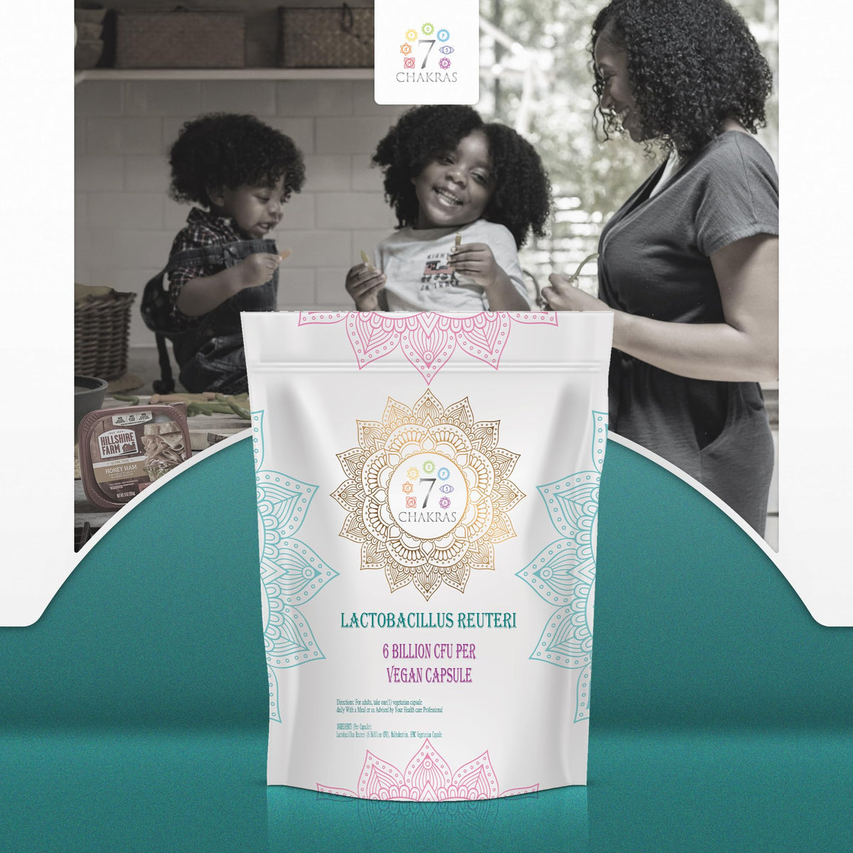 7 Chakras 7C Lactobacillus Reuteri | 60 High Strength L Reuteri Capsules - 6B CFU L-Reuteri Probiotic per Serving | Probiotic Lactobacillus Supplement | Non-GMO, Gluten & Allergen Free | Made in The UK