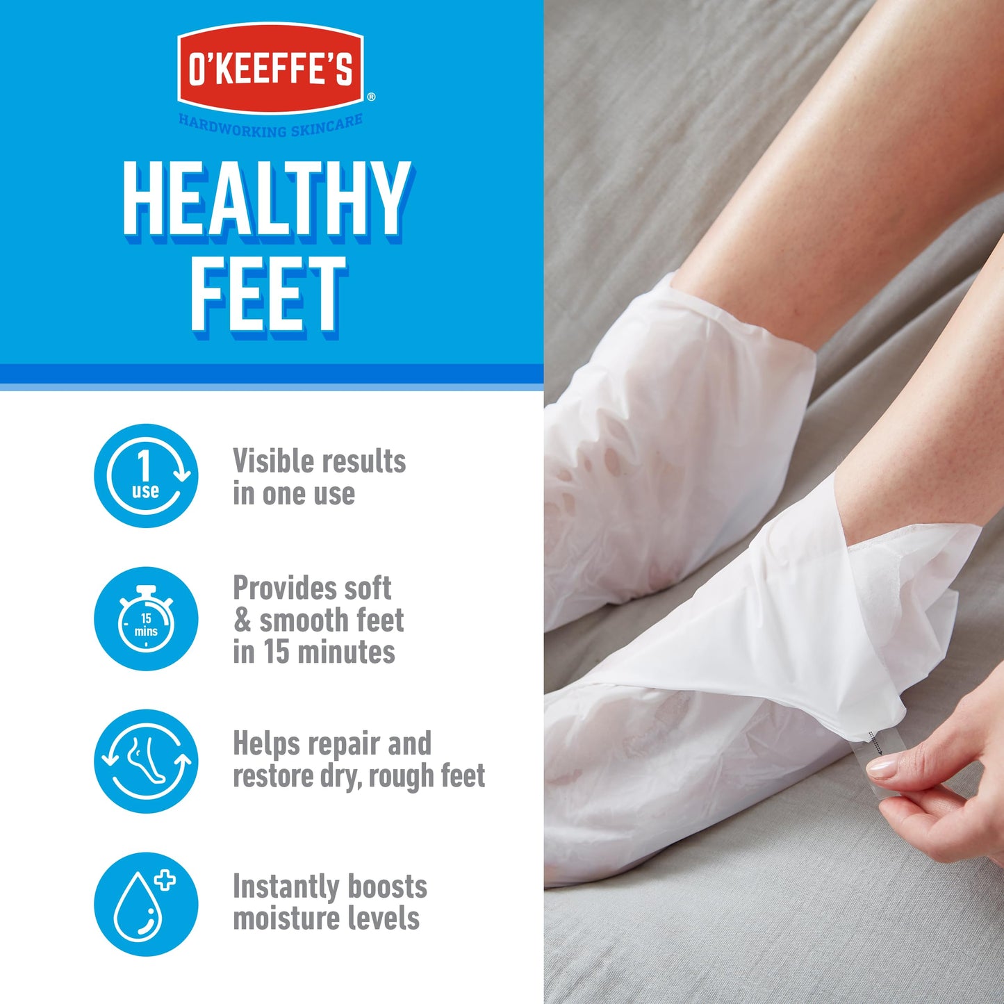 O'Keeffe's O’Keeffe’s Healthy Feet Foot Mask – Intensive Moisturising Sock Treatment for Extremely Dry, Rough Feet & Cracked Heels – Visible Results in One Use (2 Pairs)