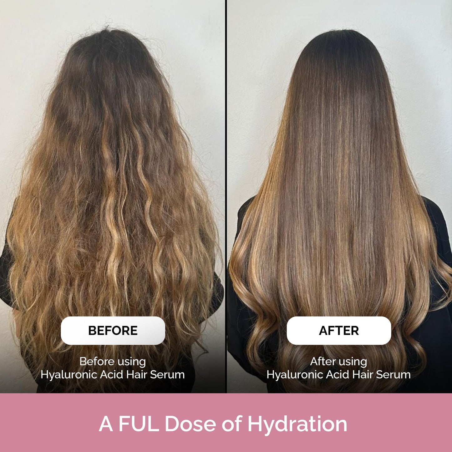 FUL Hyaluronic Acid Hair Serum | Hyaluronic Acid Serum To Tame Frizz, Flyaways and Smooth Hair | Lightweight Leave-In Anti Frizz Hair Serum With Hyaluronic Acid, Panthenol & Glycerine | Made in UK