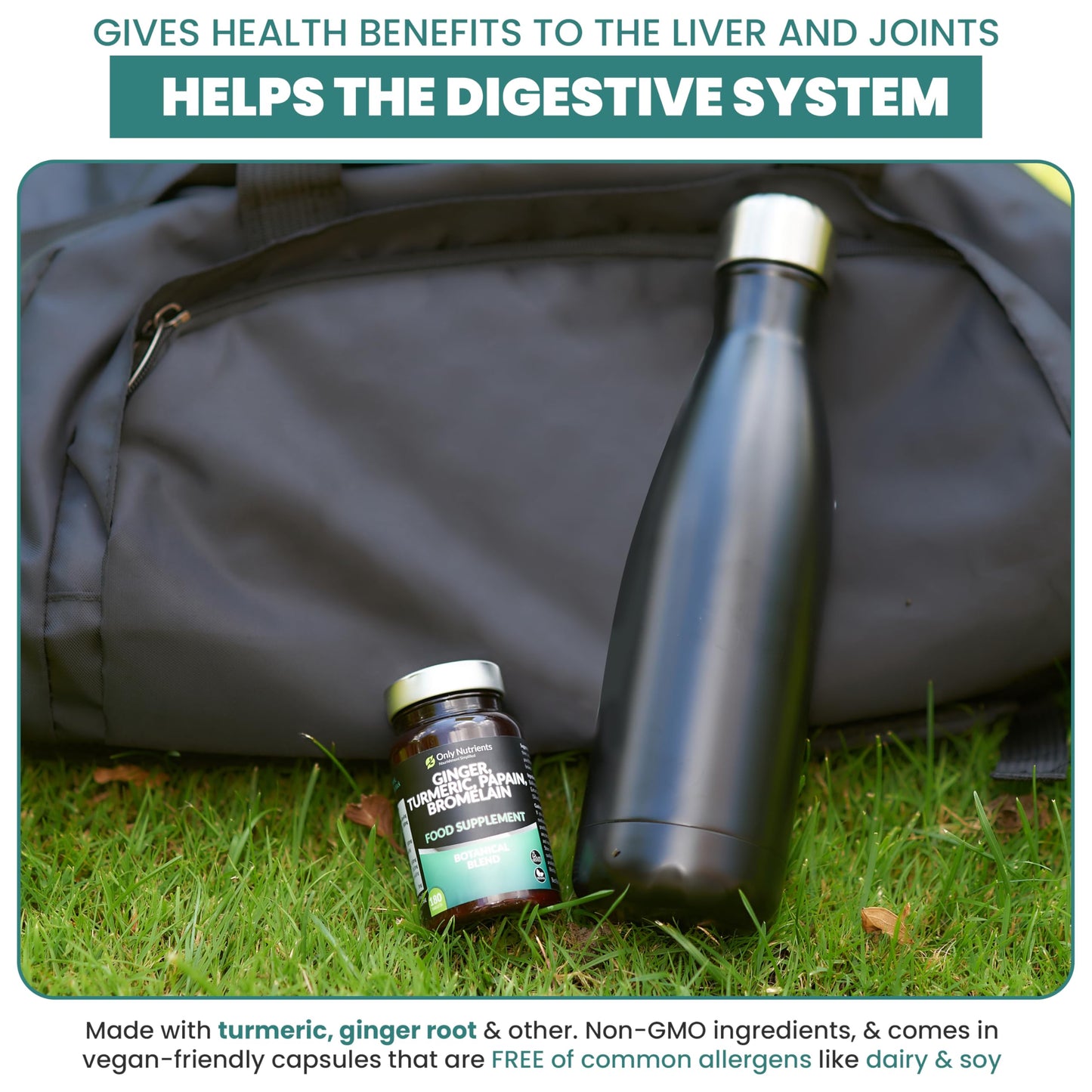 Only Nutrients | Ginger Turmeric Bromelain & Papain with Black Pepper Extract | 180 High Strength Botanical Anti-Inflammatory Tablet Supplements | GMP Approved | UK Made