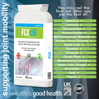 FLX123 FLX 123 - Vitamin C, Turmeric, Glucosamine, Ginseng, Rosehip, Ginger Root, Montmorency Cherry. Super Strength Formulation Helps to Maintain Joint Health, Mobility and Hydration. Turmeric Tablets.