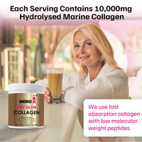 Meno II PRO Glow Marine Collagen Powder 10,000mg - High-Potency Supplements for Women Skin Hydration - Unflavoured Collagen Supplement with Hyaluronic Acid, Vitamin C & B Complex - 300g