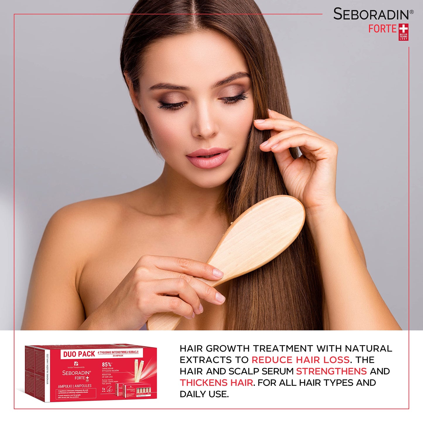 Seboradin Forte Hair Growth Serum Ampoules 28 x 5,5 ml Anti Hair Loss Serum Chronic Hair Loss and Thinning Treatment Natural Extracts and Vitamins Hair & Scalp Treatment Hair Care & Products