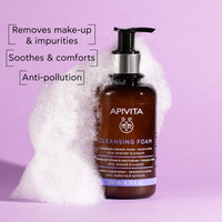 Apivita Face Cleansing Foam for Face & Eyes 300ml - Foaming Facial Cleanser & Makeup Remover - Natural Face Wash with Lavender, Olive and Propolis - Gently Cleanses, Hydrates, Antioxidant Protection