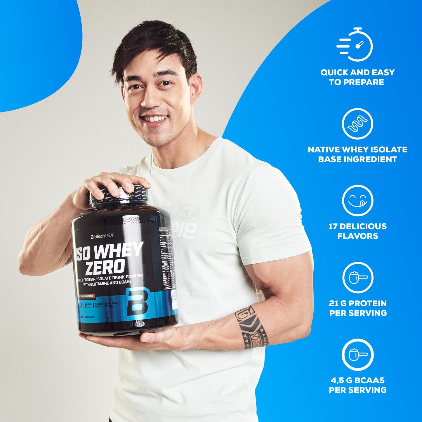 BioTechUSA Iso Whey Zero | Gluten, Sugar Free | Lactose Reduced | Premium Whey Protein Isolate, 500 g, Raspberry