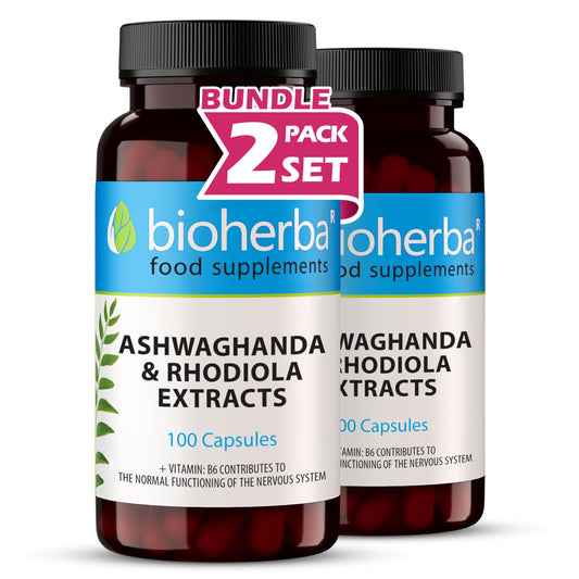 Ashwagandha Rhodiola Supplement by BIOHERBA - 100 High-Potency Capsules for Stress Relief and Sleep Support for Adults
