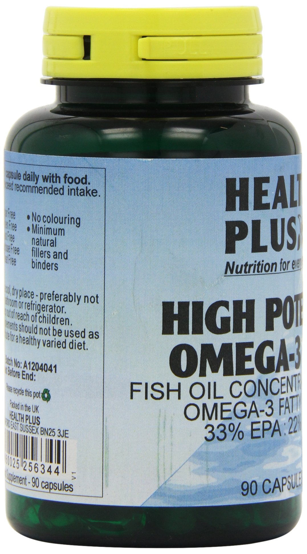 Health Plus High Potency Omega-3 EPA 1000mg (33:22) Fish Oil Supplement - 90 Capsules