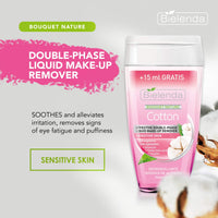 Bielenda BOUQUET NATURE - Soothes And Alleviates Irritation, Removes Signs Of Eye Fatigue And Puffiness - Cotton Gentle Double Phase Liquid Make Up Remover - 140 ml