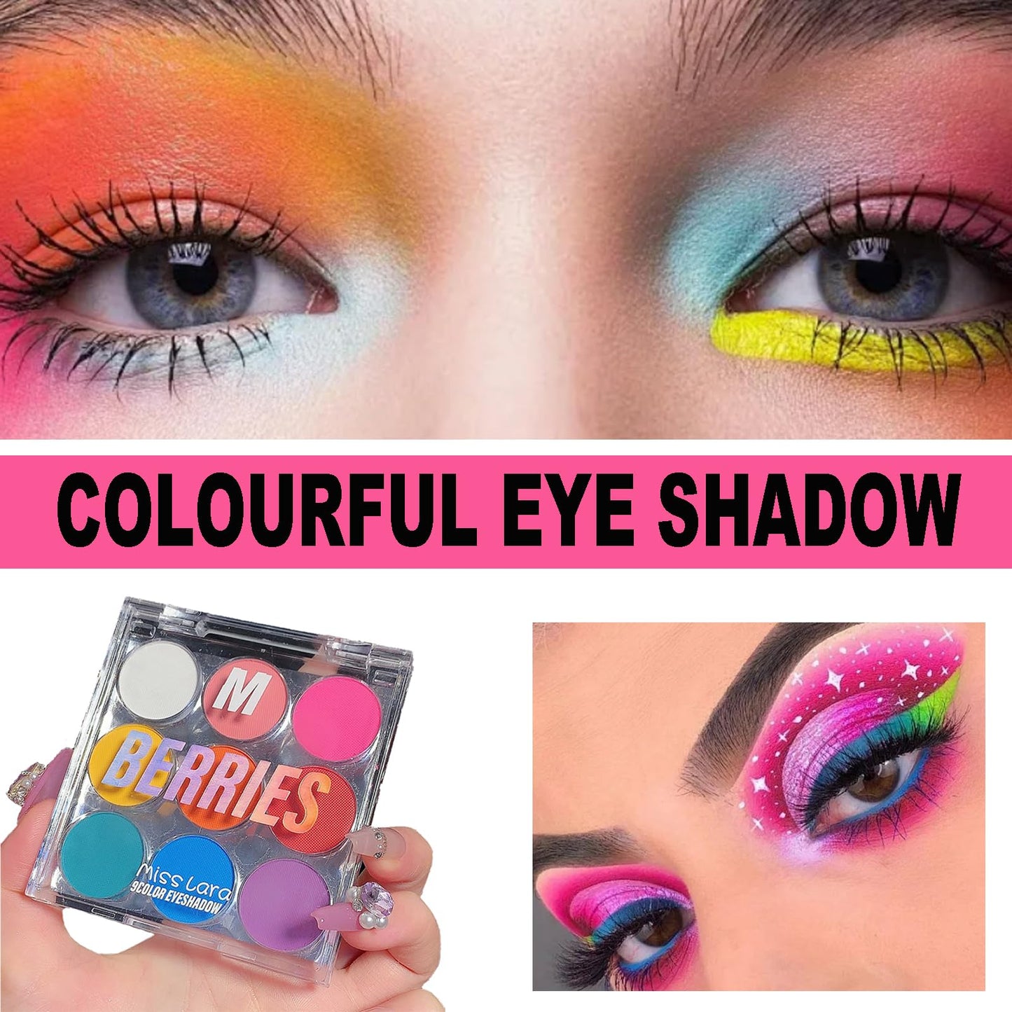 QUIWEN Highly Pigmented Eyeshadow Palette, Colorful Rainbow Matte Eye Shadow Palette, Red Blue Green Pink Purple Matte Eyeshadow Palette, Long Lasting Waterproof Bright Eye Shadow Make Up Pallet With Brush