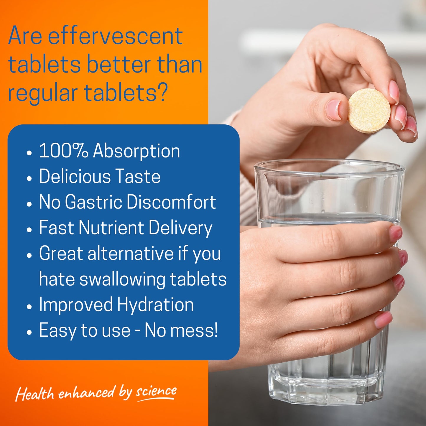 Effervescent Vitamin C 1000mg with Zinc 15mg, 20 Orange Flavoured Tablets, High Strength, Immune Support, Essential for Collagen Formation, Vegan, Made by Northumbria Health