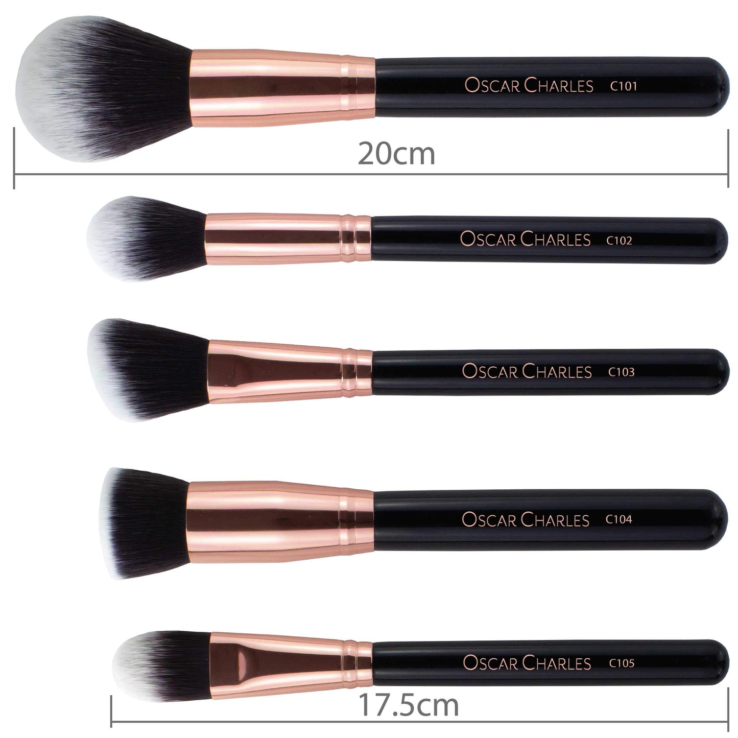 Oscar Charles Make up Brushes Set, 12 Piece Makeup Brushes Professional - Rose Gold