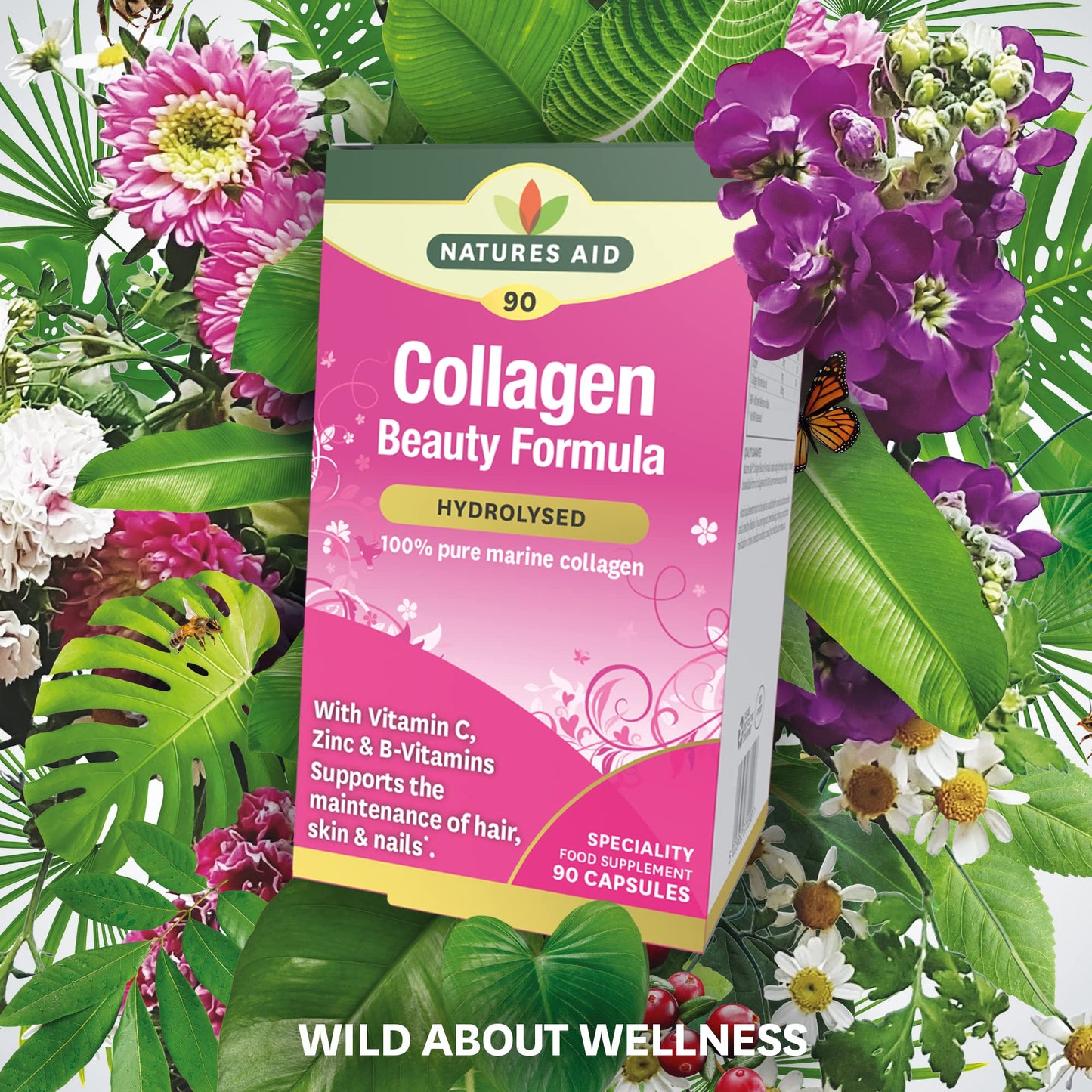 Natures Aid Collagen Beauty Formula (with Vitamin C, Zinc & B-Vitamins), 90 Capsules