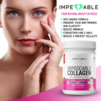 IMPECCABLE Collagen Premium 10.000 mg Pure peptide hydrolyzed Marine Collagen Powder| Nails & Skin|Healthy Joints |Hair Growth| Wild Caught| Supplements for Women and Man|300 gr 30 Days’ Supply