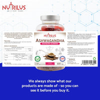 Nutrilus Ashwagandha Root Extract Gummies 600mg – 1200mg per Serving - High Strength – 5% Withanolides – Natural Flavour Vegan Gummy Supplement (150 Gummies)