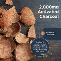 Healthspan Activated Charcoal (90 Capsules) | Contributes to Reduced Flatulence After Eating | 334mg Activated Charcoal per Capsule | Natural Source from Coconut Shells | Vegan