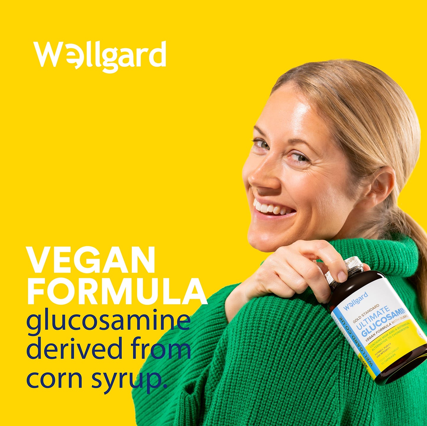 Vegan Glucosamine Phytodroitin by Wellgard - Quercetin, MSM, Botanical Alternative to Chondroitin (Phytodroitin), Ginger Extract, Extract, Rosehip, Made in UK