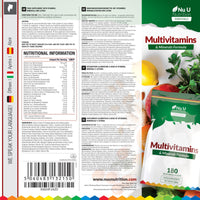 Multivitamin Tablets for Men & Women - 180 Tablets - 6 Month Supply - 25 A-Z Multivitamins & Minerals Including Iron, Zinc & Vitamin D - One a Day - Made in The UK - Nu U Nutrition