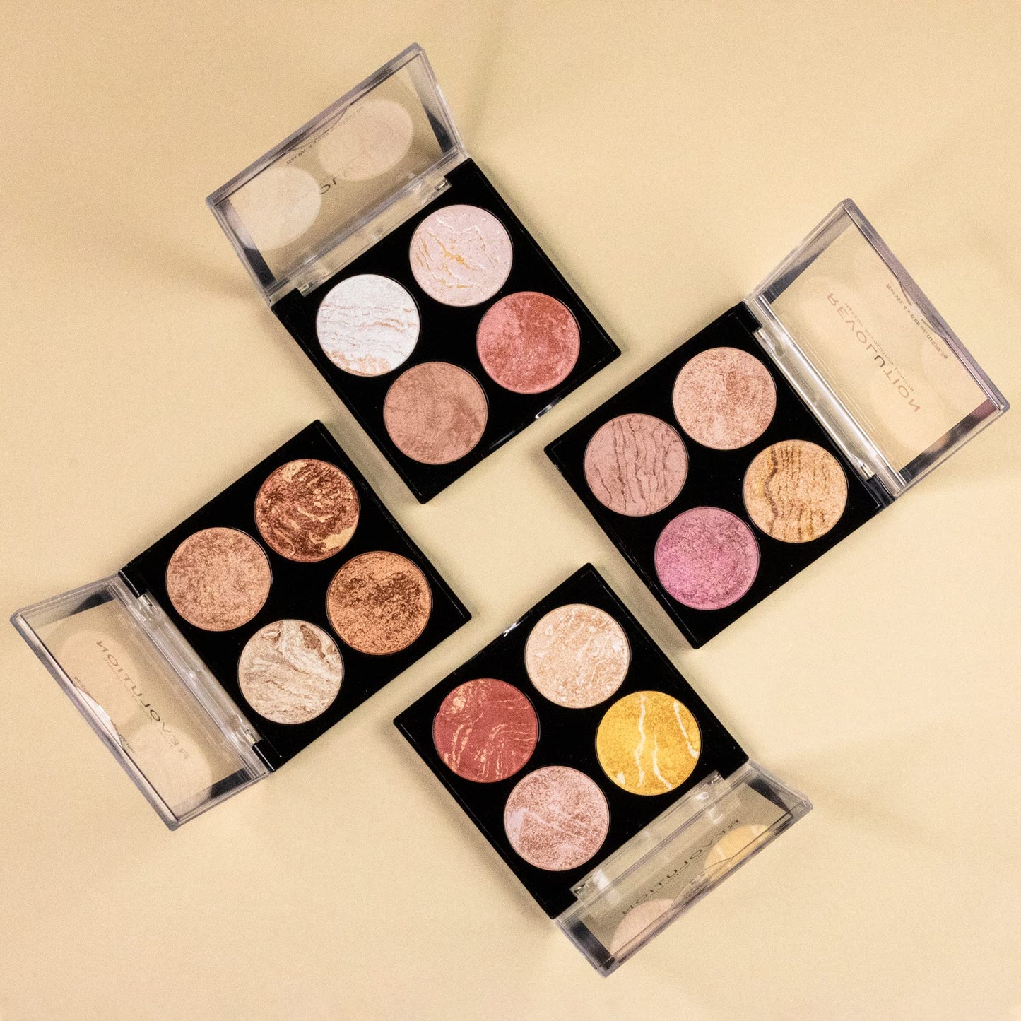 Makeup Revolution Cheek Kit, Face Bronzer & Highlighter Palette, Highly Pigmented Shimmer Formula, 4 Shades, Don't Hold Back, 8.8g