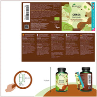 Organic Chaga Mushroom Extract Vegavero® | NO Additives | 600mg (10:1) with 40% Polysaccharides and 30% Betaglucans | 90 Capsules | Vegan