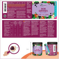 Vegavero Iron Gummies for Kids and Adults | 97% Fruit | Immunity & Energy Supplements | NO Sweeteners | NO Added Sugar or Gelatine | Vegan | 90 Gummies