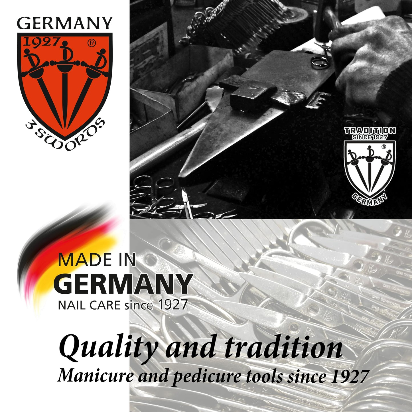 3 Swords Germany - brand quality 10 piece manicure pedicure grooming kit set for professional finger & toe nail care scissors clipper fashion leather case in gift box, Made by 3 Swords (6608)