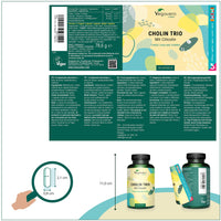 Choline Complex Vegavero® | 3 Forms: Bitartrate, CDP & Phosphatidyl | NO Additives, Lab-Tested | 90 Capsules | Vegan