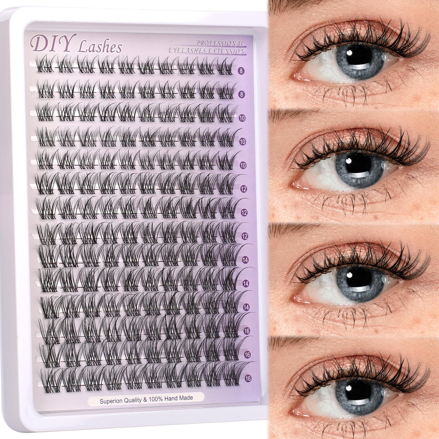 Himirell False Eyelashes DIY Clusters Lashes Individuals Wispy Wet Look Fluffy Cat Eye Fake Eyelashes Faux Mink Lashes 5 Pairs Multipack