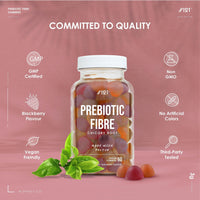 ALPHA01 Prebiotic Fibre Gummies - 3g - Chicory Root Inulin, BlackBerry, Strawberry & Peach Flavour - Kosher, Halal - 60 Vegan Gummies.