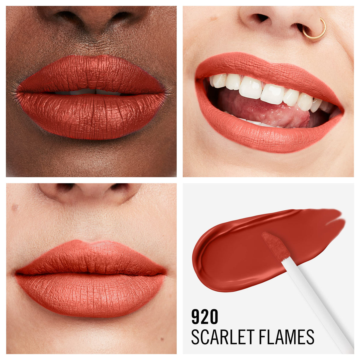 Rimmel London Lasting Mega Matte Liquid Lipstick, Long-Lasting, Hydrating, Vegan Formula - 920 - Scarlet Flames, 7.4ml