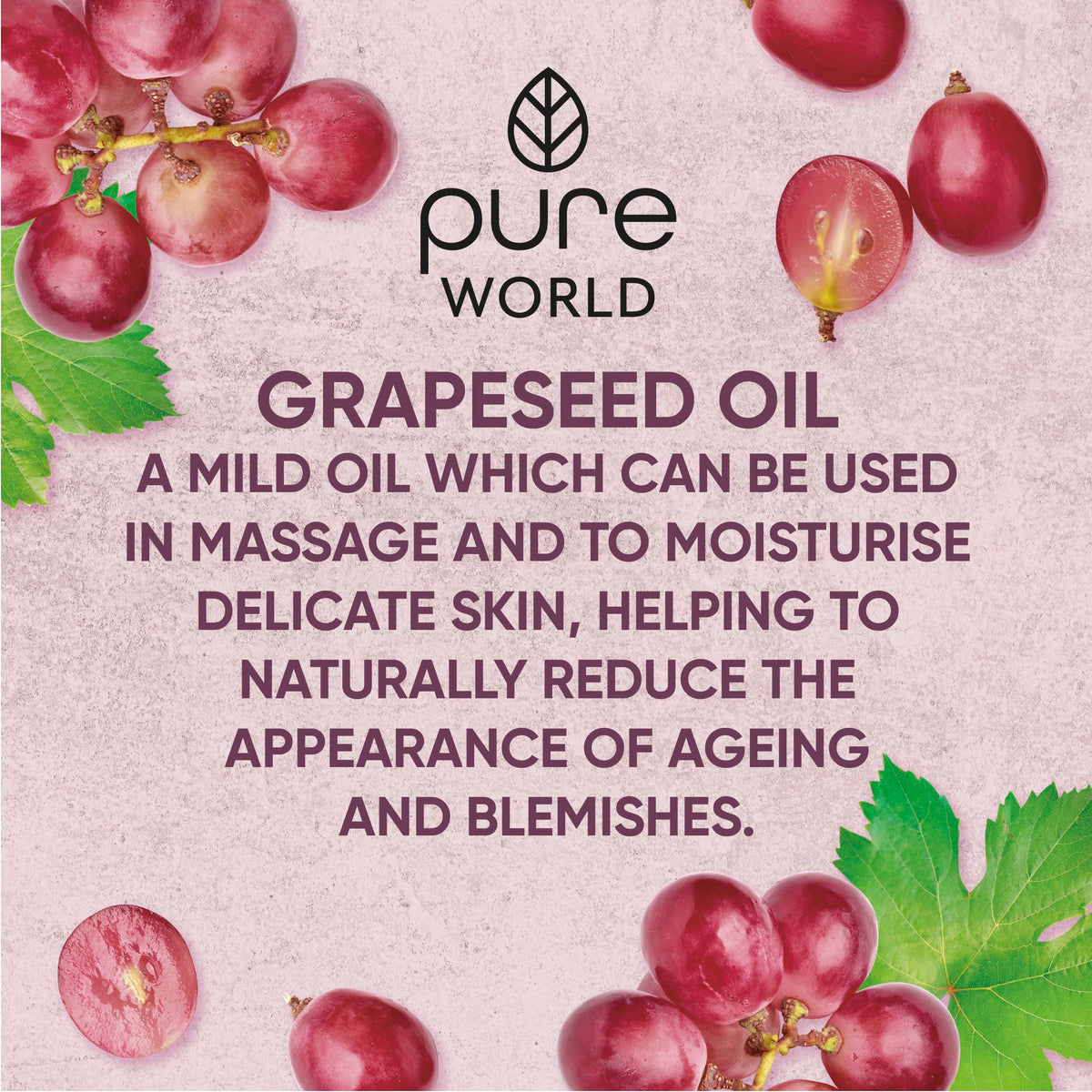 Pure World Natural Grapeseed Oil 100% Pure and Undiluted. 250ml. Premium Italian Quality Grapeseed oil – Aromatherapy, Massage, Skin, Nails, Body and Face, Edible Vegan