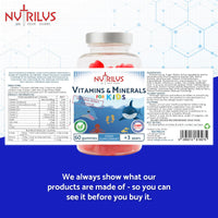 Nutrilus Vitamins & Minerals for Kids and Adults 60 Natural Berry Gummies – Multivitamin & Zinc & Iodine – Growth & Immune & Hormones