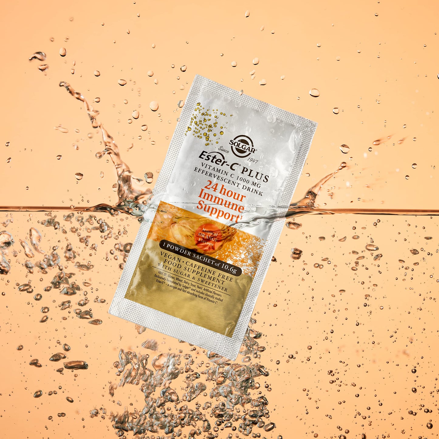 Solgar® Ester-C® Plus Effervescent - 7 x Sachets - Recharge Body and Mind - with B-Vitamins, Zinc and Magnesium - Immunity Support