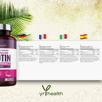 Biotin Hair Growth Supplement 12,000mcg, 180 Vegan Capsules not Biotin Tablets for Hair Skin and Nails with Coconut Oil, Vitamin C & Folic Acid, Vitamin B7 for Men and Women - Made in UK by YrHealth