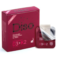 OQO Diso Vitamin D3 K2 - Box of 30 Oral Dissolvable Strips, Vitamin D3 (10mcg) and K2 (75mcg), High Strength Bone Health Supplement with Fast Absorption Calcium, Gluten Free (Raspberry)
