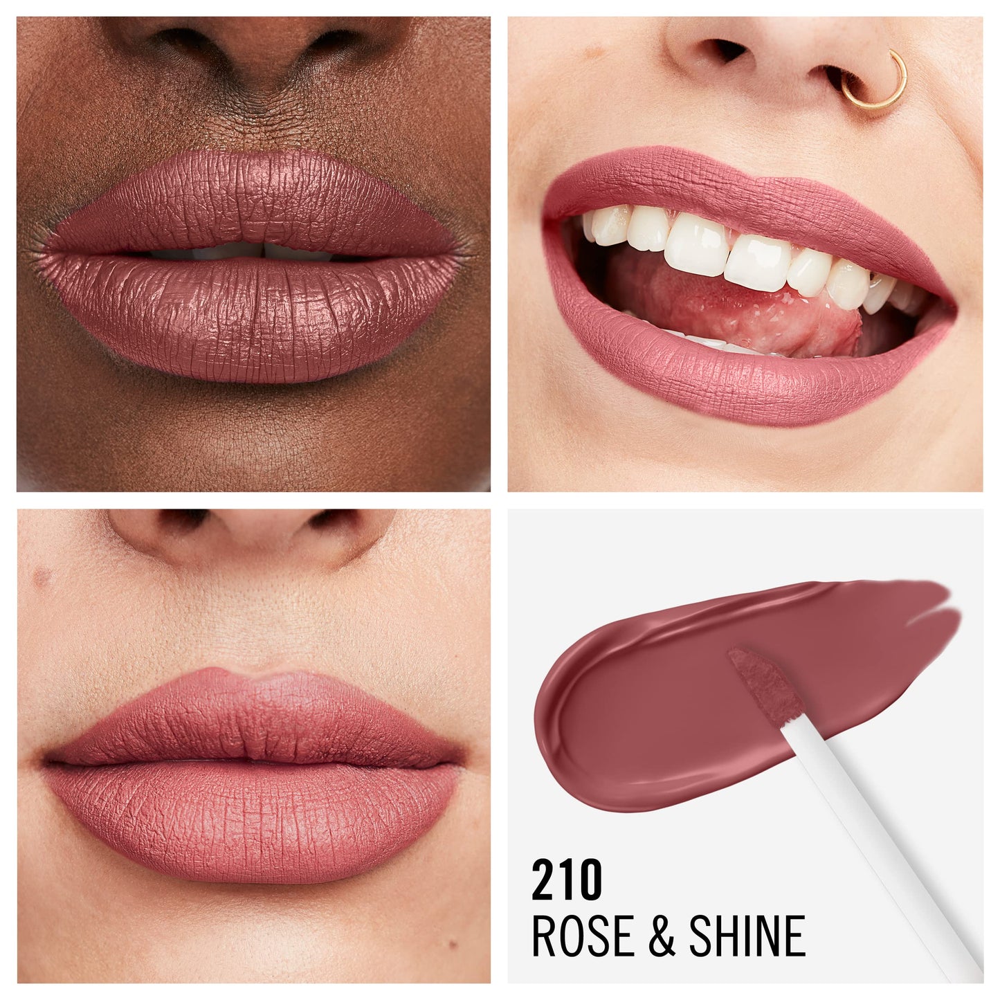 Rimmel London Lasting Mega Matte Liquid Lipstick, Long-Lasting, Hydrating, Vegan Formula - 210 - Rose & Shine, 7.4ml