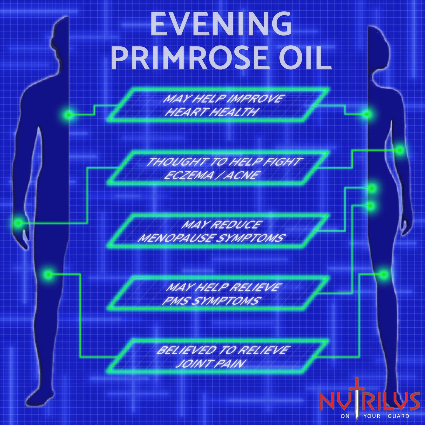 Nutrilus Evening Primrose Oil with Vitamin E - 90 Softgel Capsules 1000mg - Omega 6 GLA Fatty Acid - Cold Pressed