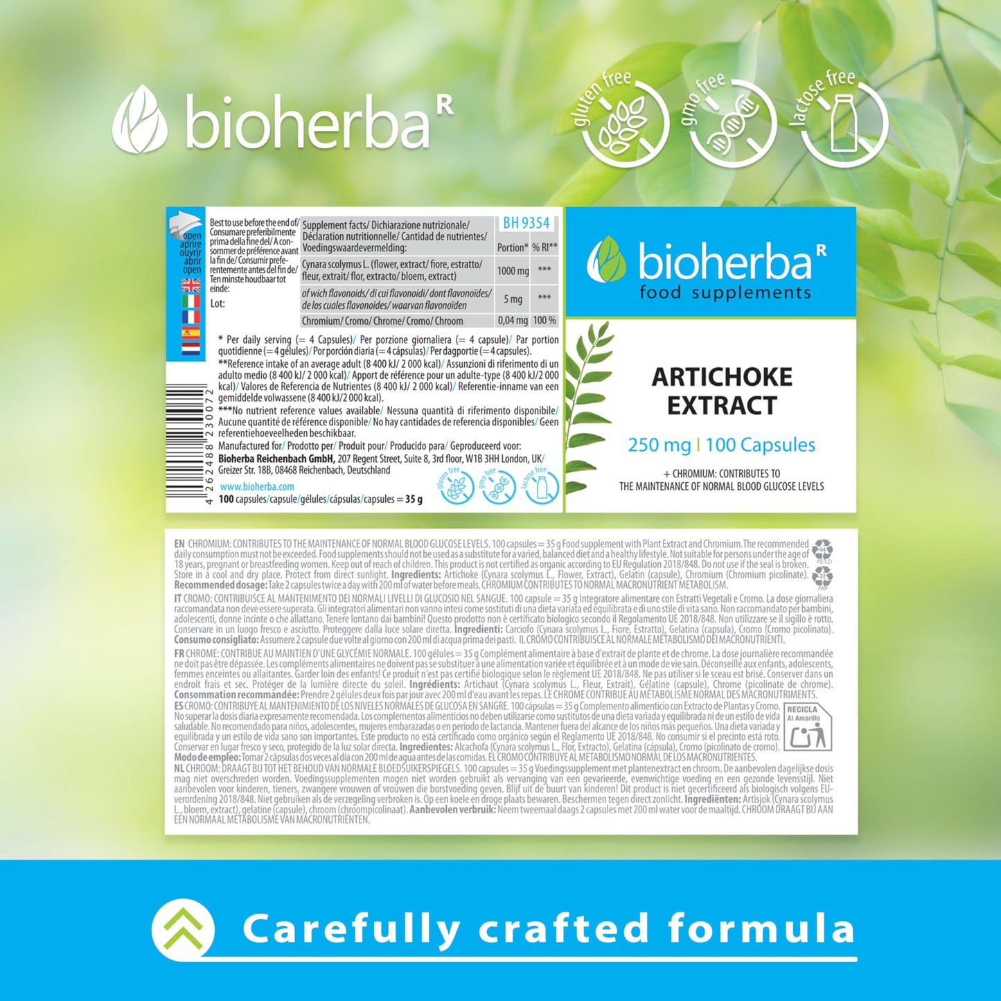 Artichoke Capsules 250 mg - 200 High-Potency Capsules for Liver Health and Detox by BIOHERBA