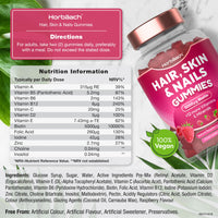 Hair Skin and Nails Vitamins | 5000µg Biotin, Zinc, Vitamin C, E & More! 60 Vegan Gummies | Supplement for Women and Men | by Horbaach