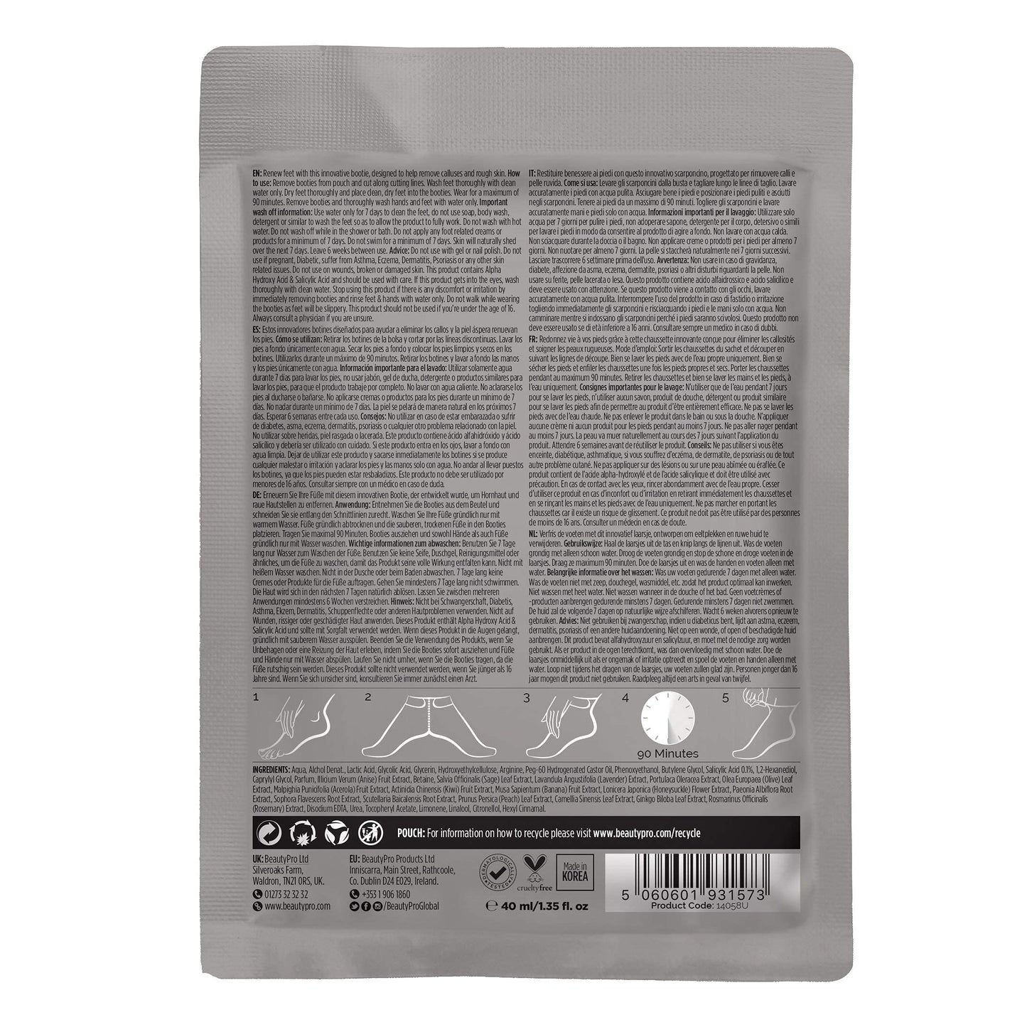 BEAUTYPRO FOOT & CALLUS PEEL With 16 Natural Plant Botanicals | Vegan Foot Peel Mask for Baby Soft Feet | Cracked Heel Repair | Exfoliating Socks | Foot Mask Peel |