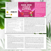 Hair Skin and Nails Vitamins | 5000µg Biotin, Zinc, Vitamin C, E & More! 60 Vegan Gummies | Supplement for Women and Men | by Horbaach