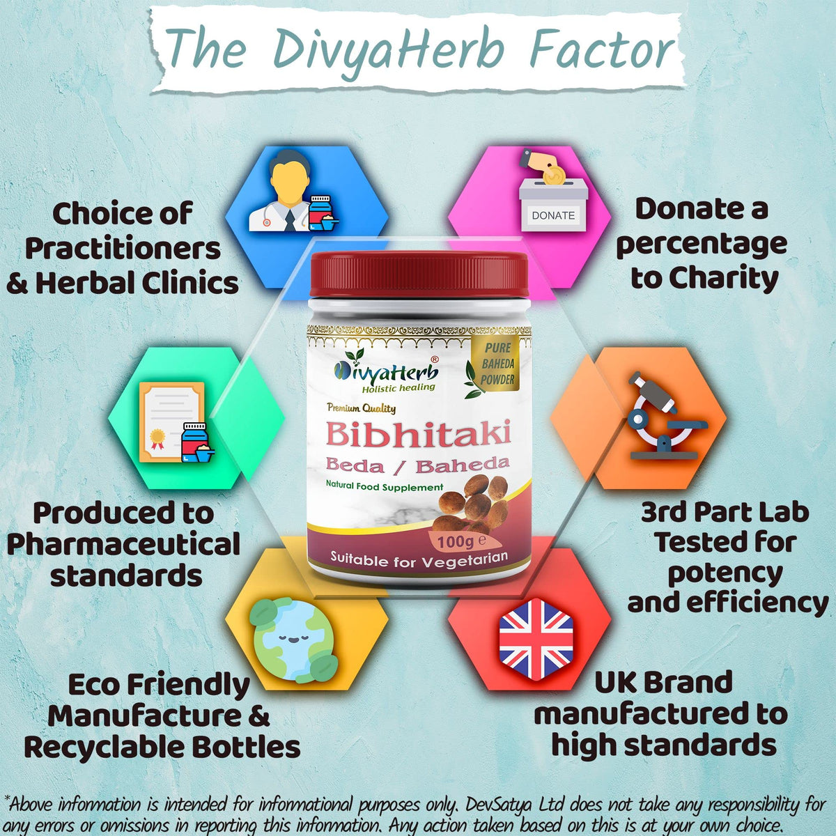 DivyaHerb Bibhitaki Fruit Baheda Powder Natural