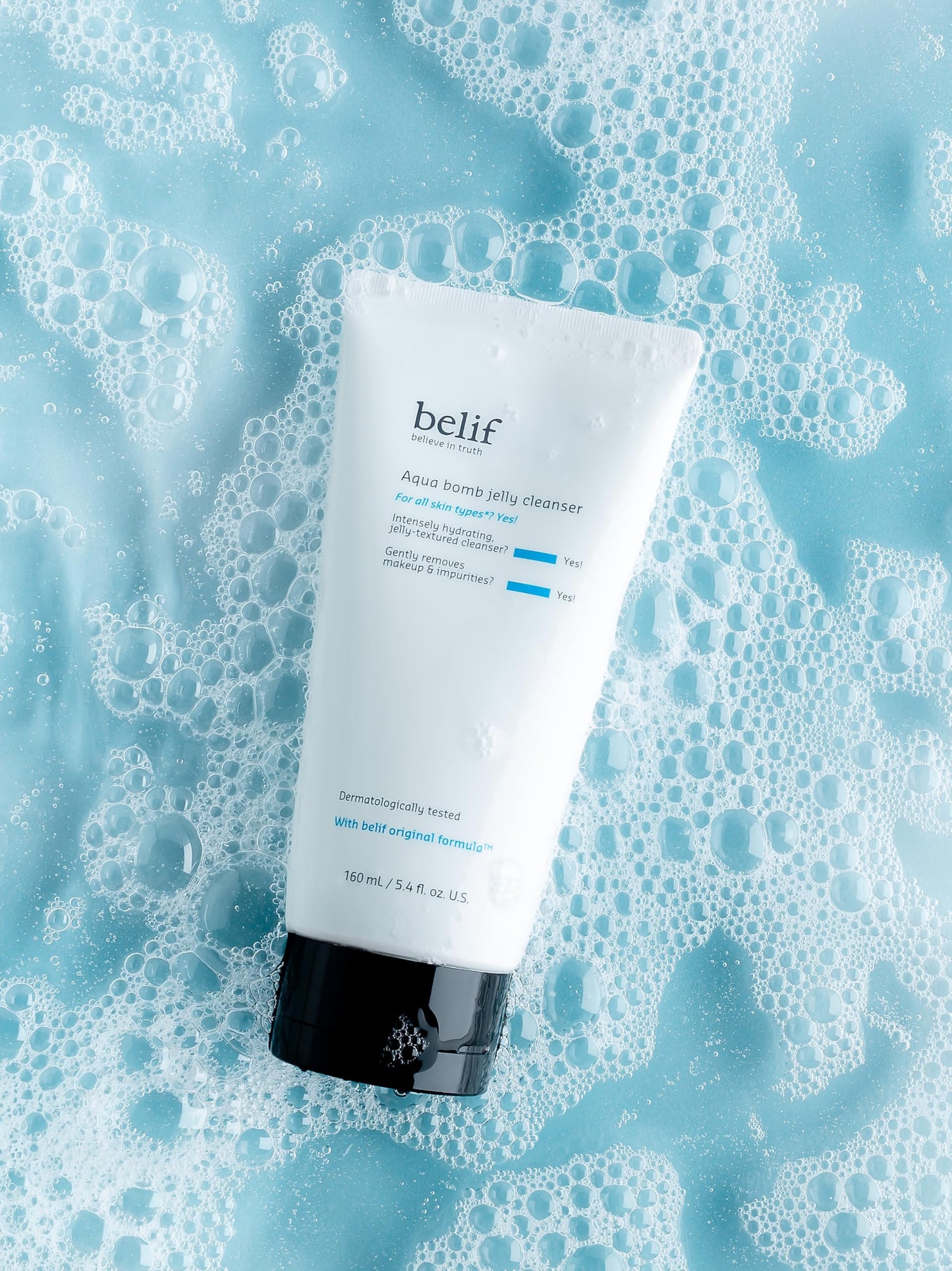 belif Aqua bomb jelly cleanser | Jelly-to-foam mild hydrating facial cleanser with hyaluronic acid, melts away makeup and impurities, Korean skincare, Korean beauty (160ml)