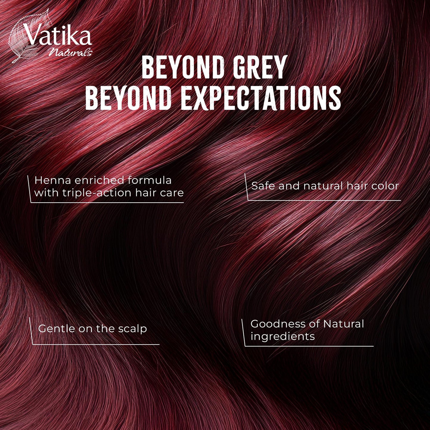 Vatika Naturals Henna Burgundy Hair Colours - 60g (6 x 10g Sachets),100% Ammonia Free, For Vibrant Color, Shine, & Coverage (Packaging May Vary)