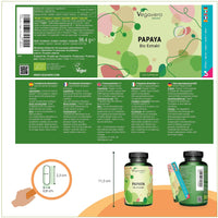 Organic Papaya Extract Vegavero® | 1400mg Carica Papata Fruit Extract | No Additives & Non-GMO | 120 Capsules | Vegan