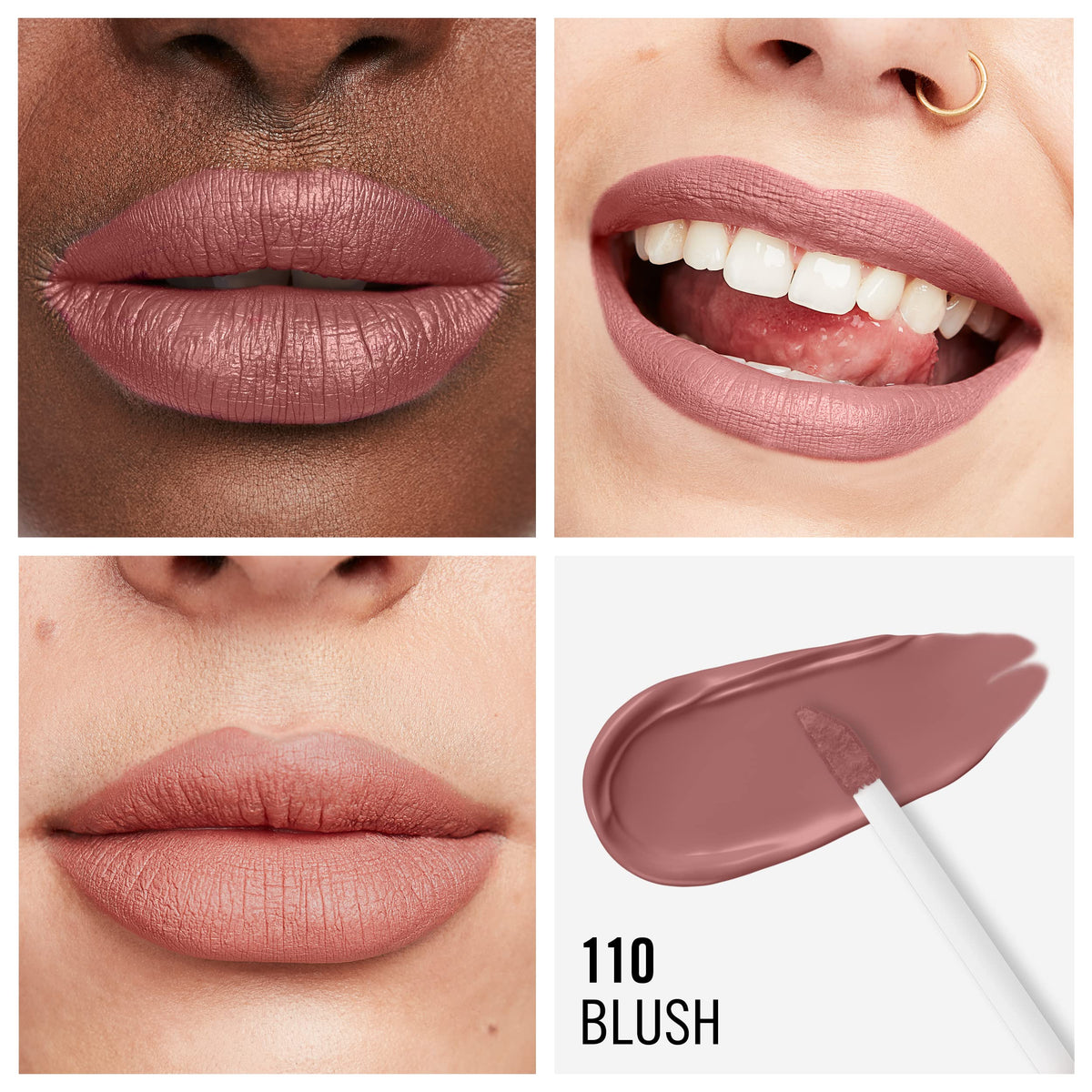 Rimmel London Lasting Mega Matte Liquid Lipstick, Long-Lasting, Hydrating, Vegan Formula - 110 - Blush, 7.4ml