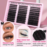 Goddvenus Fluffy Cluster Lashes Individual Eyelashes 300pcs Volume Russian Lash Clusters Wispy Lashes Individual Cluster Eyelashes D Curl Lash Extensions for DIY at Home