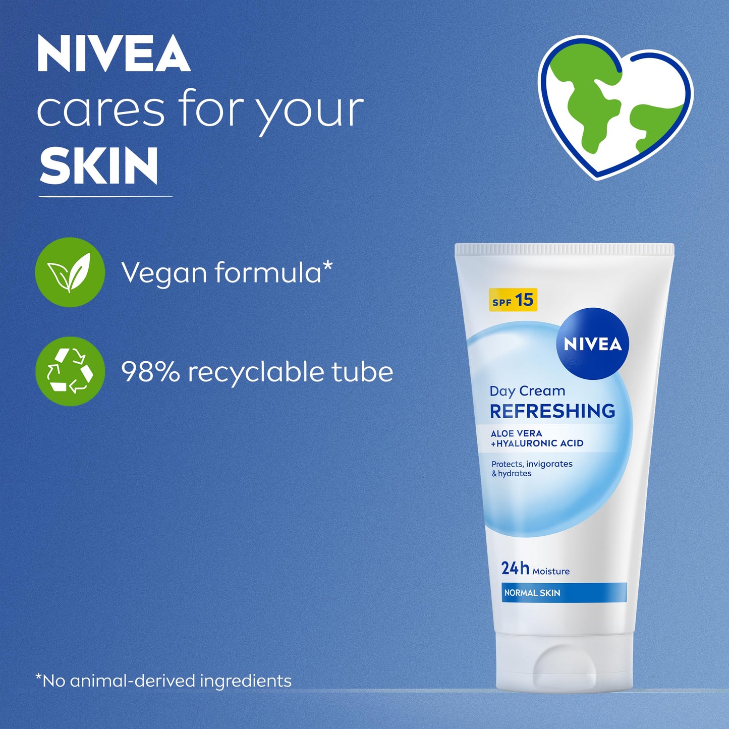 NIVEA Refreshing Day Face Cream SPF 15 (50ml), Hydrating Face Moisturiser with Aloe Vera and Hyaluronic Acid, Moisturiser with SPF for Normal Skin