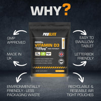 PROELITE Vitamin D3 4000 iu - Vitamin D Tablets - 180 Tablets - Vegan - Vitamin D Supplements - Immune System Booster - Made in The UK - Gluten Free