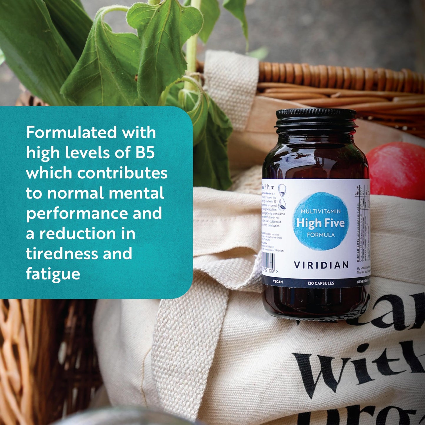 Viridian - High Five Multivitamin Formula - 90 Veg Caps | Support Energy & Vitality with 23 Essential Nutrients & Including Vitamin B5 | Formulated by Nutritionists | No Artificial Additives | Vegan