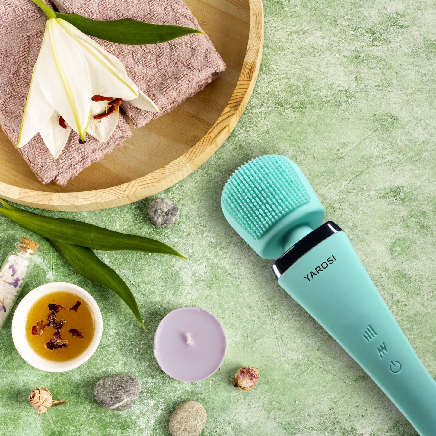 Yarosi Wireless Curve Brush Therapeutic Device Waterproof Version - 8 Powerful Speeds and 20 Patterns - for Muscle Aches and Sports Recovery - Rechargeable - Travel Friendly - Green